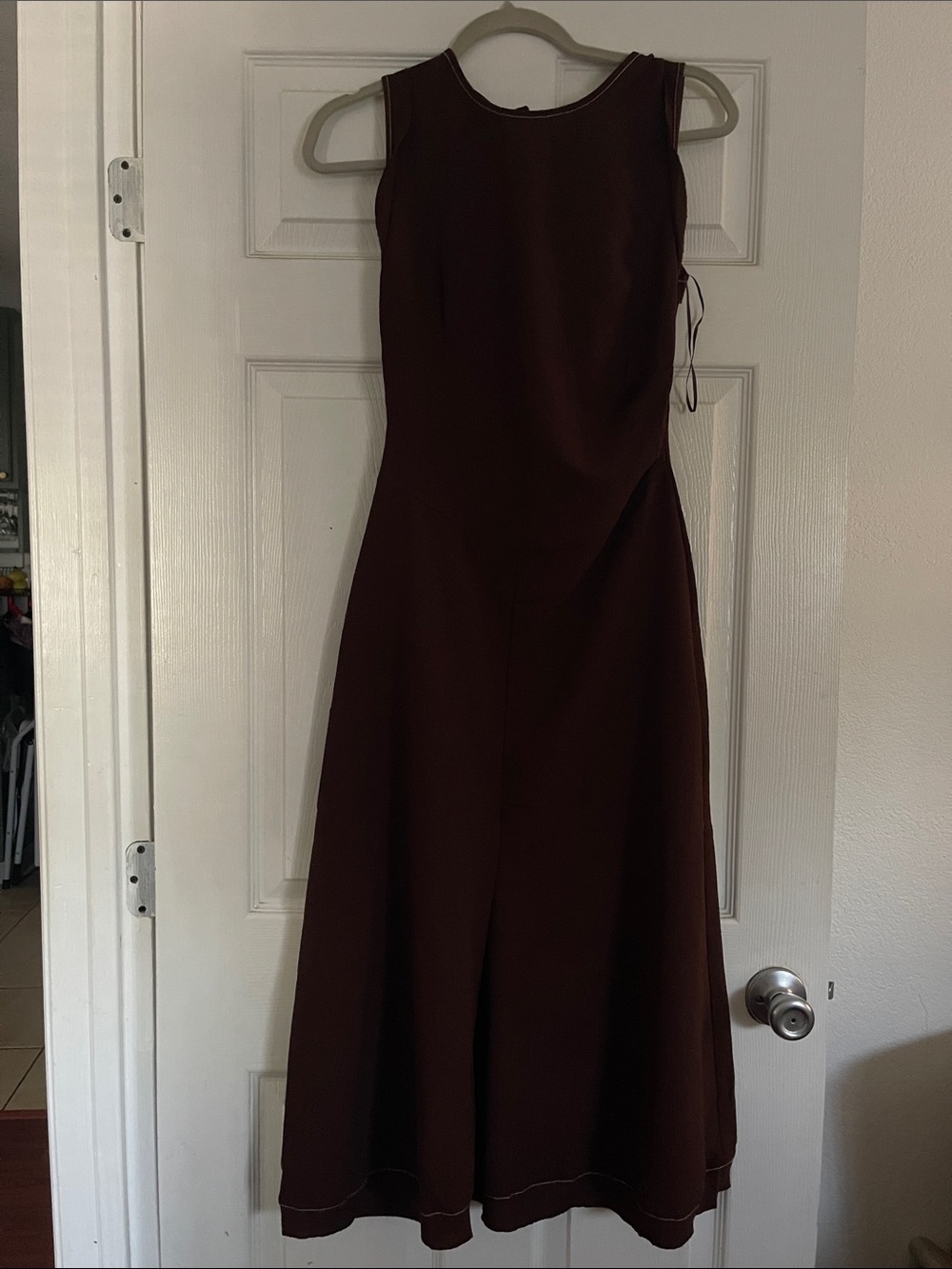 Mango Sleeveless Maxi Dress in Deep Brown